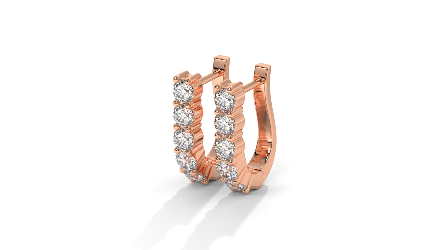 0.74 CTW Round Diamond Hoop Earrings In 14K Rose Gold – Shared-Prong Setting