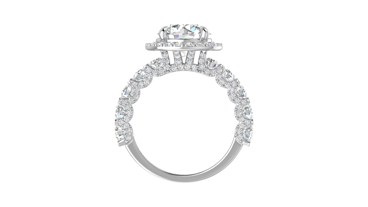 3.00 Ctw Round Brilliant Diamond Halo Engagement Ring In 14K White Gold