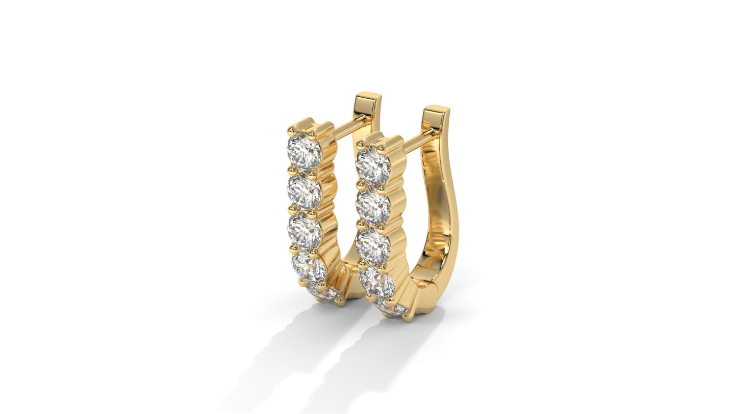 0.74 CTW Round Diamond Hoop Earrings In 14K Yellow Gold – Shared-Prong Setting