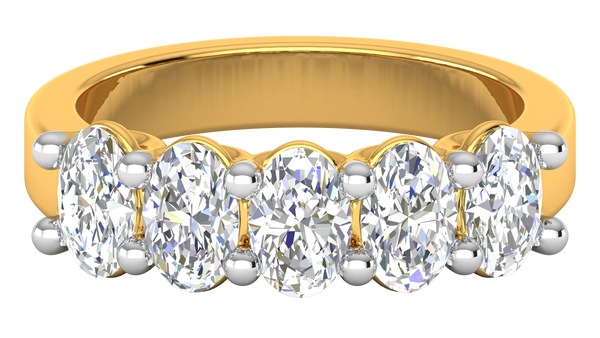 2.00 Ctw Luxurious Oval Cut Five-Stone Wedding Band With U-Shape Prong Setting In 14K Yellow Gold