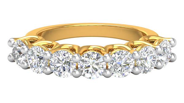 2.80 CTW Round Diamond 7 - Stone Wedding Band in 14K Yellow Gold - U - Shape Prong Setting