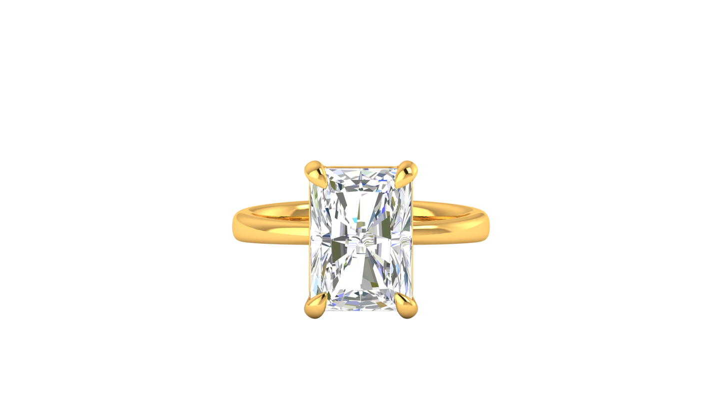 5.00 Ctw Radiant Cut Solitaire Engagement Ring Set In 14K Yellow Gold