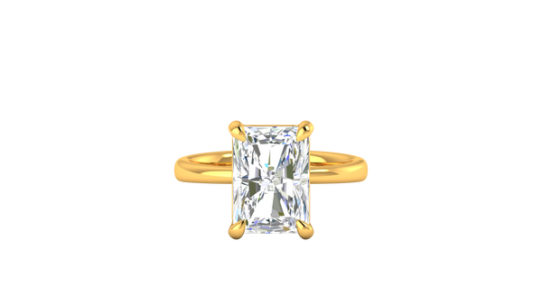 5.00 Ctw Radiant Cut Solitaire Engagement Ring Set In 14K Yellow Gold