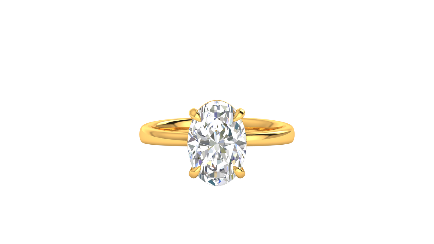 3.00 Ctw Oval Cut Solitaire Engagement Ring Set In 14K Yellow Gold
