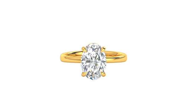3.00 Ctw Oval Cut Solitaire Engagement Ring Set In 14K Yellow Gold