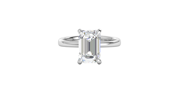 4.00 Ctw Emerald Cut Solitaire Engagement Ring Set In 14K White Gold