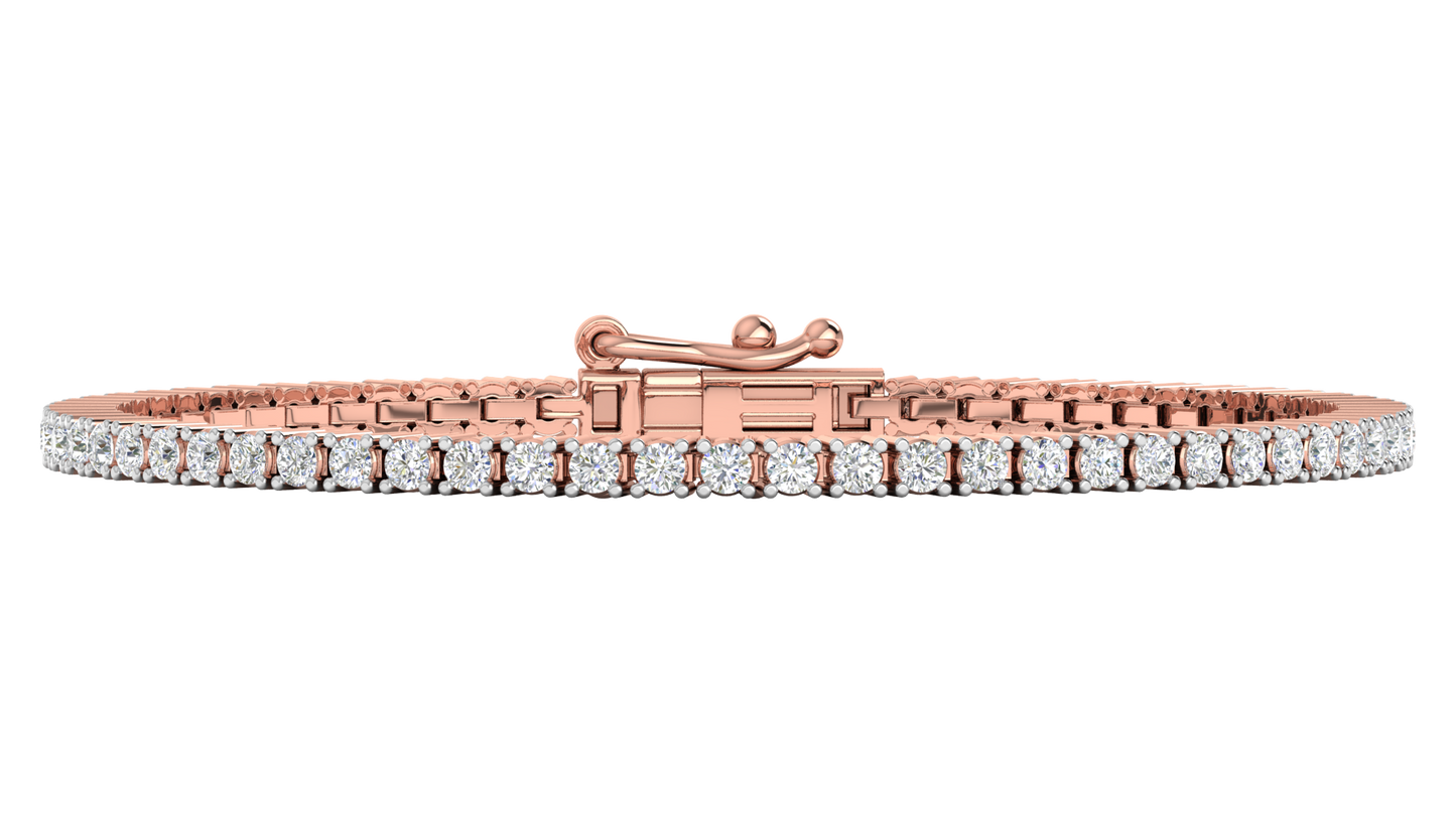 2.26 Ctw Round Brilliant Diamond Tennis Bracelet In 14K Rose Gold