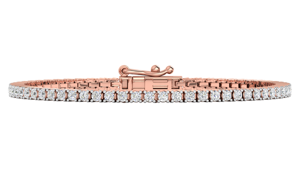 2.26 Ctw Round Brilliant Diamond Tennis Bracelet In 14K Rose Gold