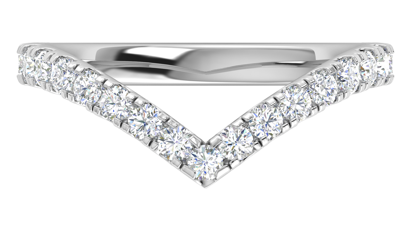 0.63 Ctw Elegant Diamond Chevron Ring Set In 14K White Gold