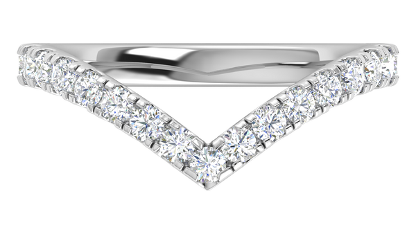 0.63 Ctw Elegant Diamond Chevron Ring Set In 14K White Gold