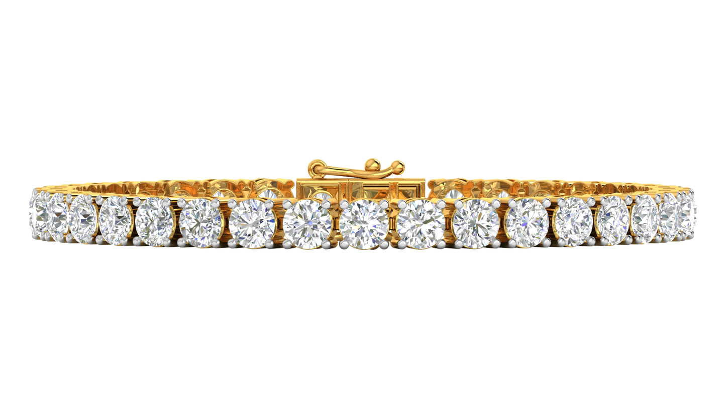 14.00 Ctw Round Brilliant Diamond Tennis Bracelet In 14K Yellow Gold