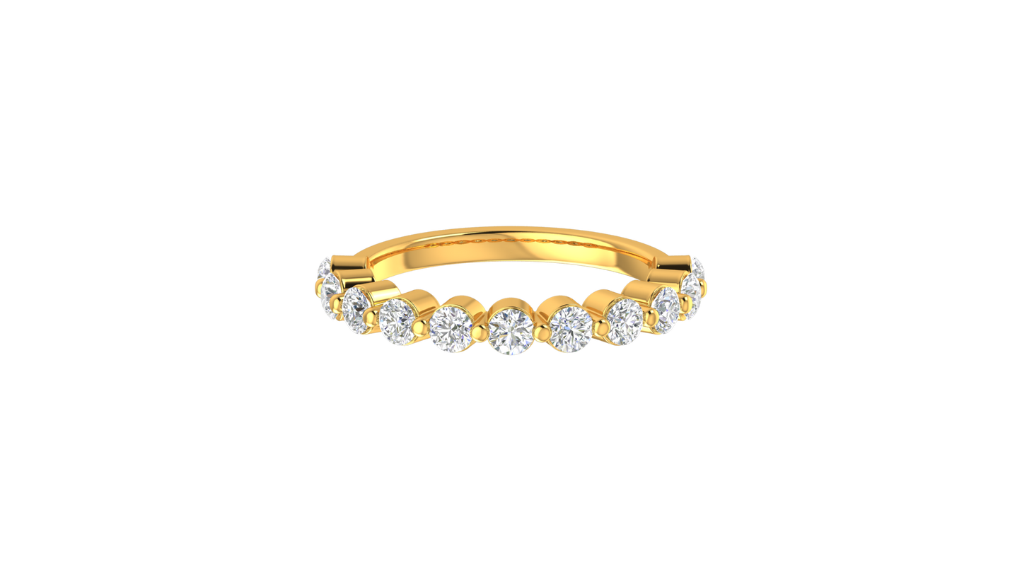 0.60 Ctw Bezal-Set Wedding Band Set In 14K Yellow Gold
