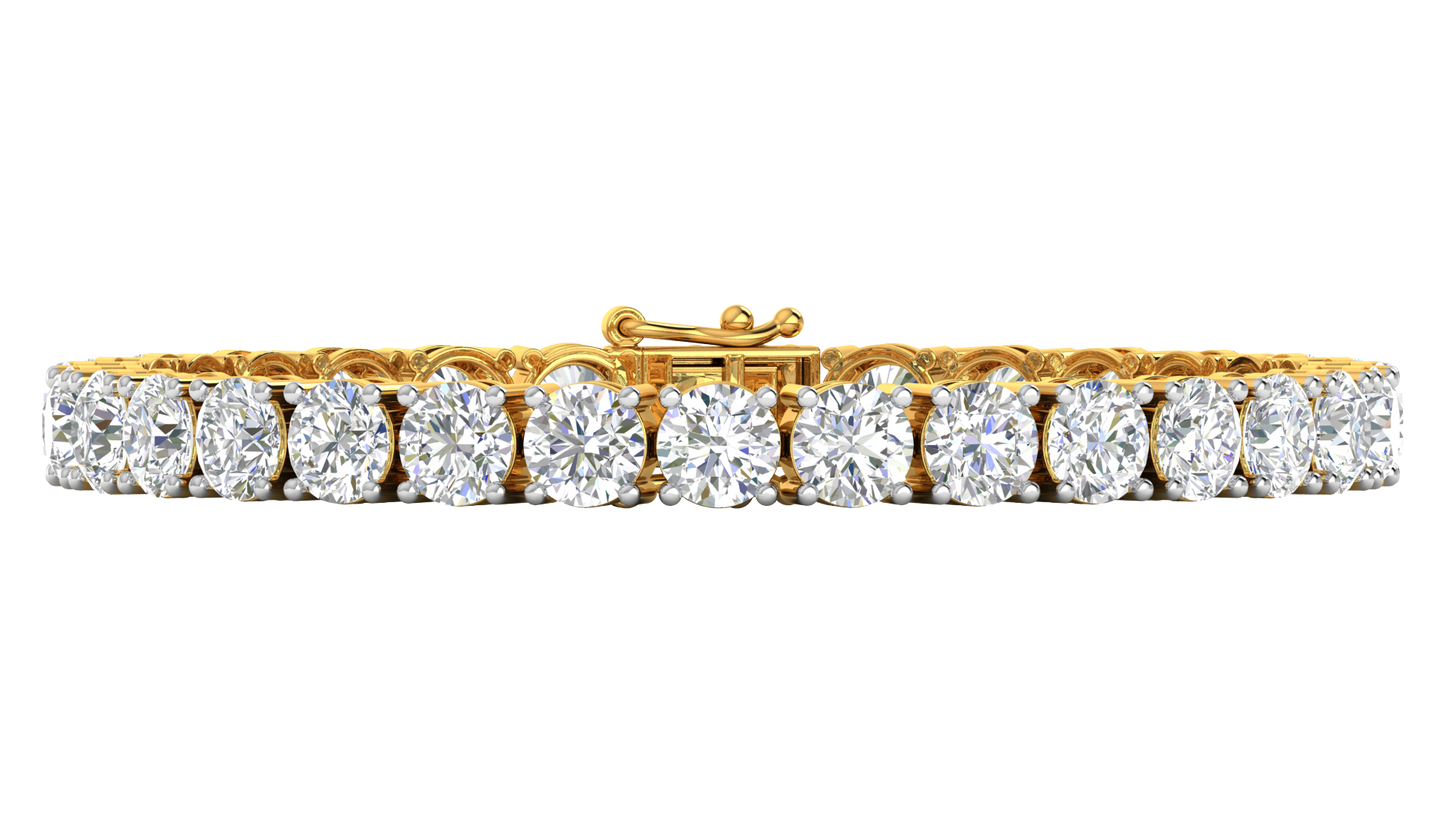 21.00 Ctw Round Brilliant Diamond Tennis Bracelet In 14K Yellow Gold