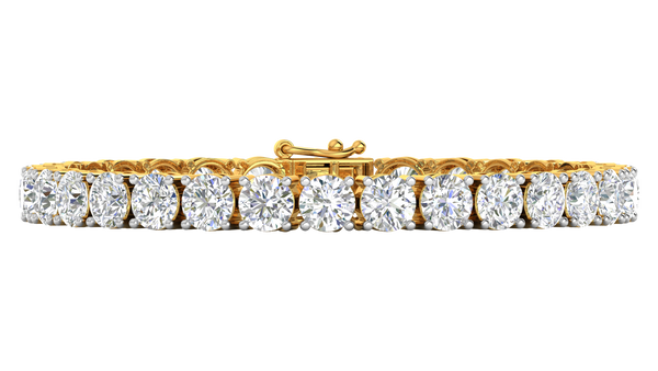 21.00 Ctw Round Brilliant Diamond Tennis Bracelet In 14K Yellow Gold