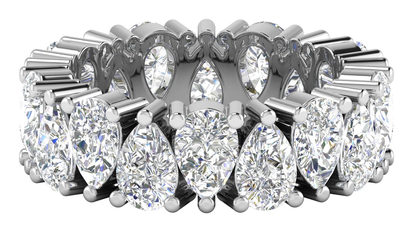 4.40 Ctw Pear Cut Diamond Eternity Band Set In 14K White Gold