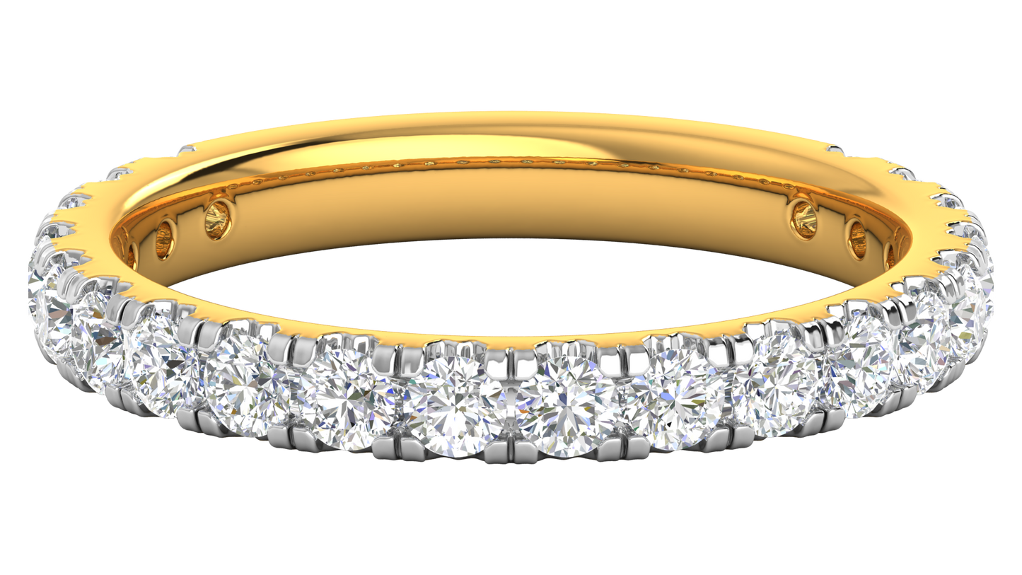 0.90 Ctw Timeless 4 Prong Wedding Band Set In 14K Yellow Gold