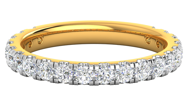0.90 Ctw Timeless 4 Prong Wedding Band Set In 14K Yellow Gold