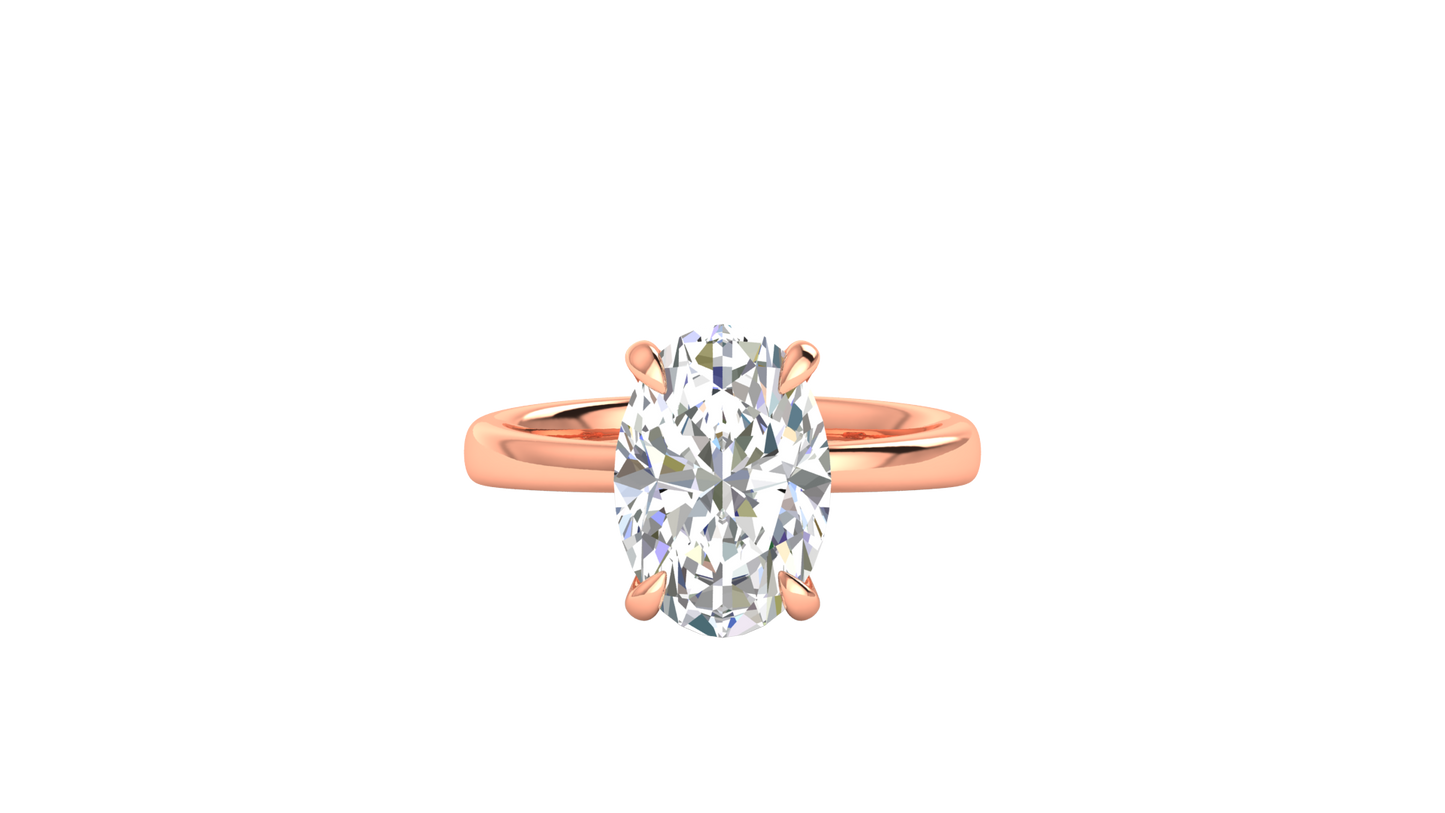 4.00 Ctw Oval Cut Solitaire Engagement Ring Set In 14k Rose Gold