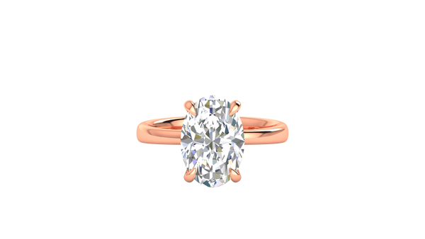 4.00 Ctw Oval Cut Solitaire Engagement Ring Set In 14k Rose Gold