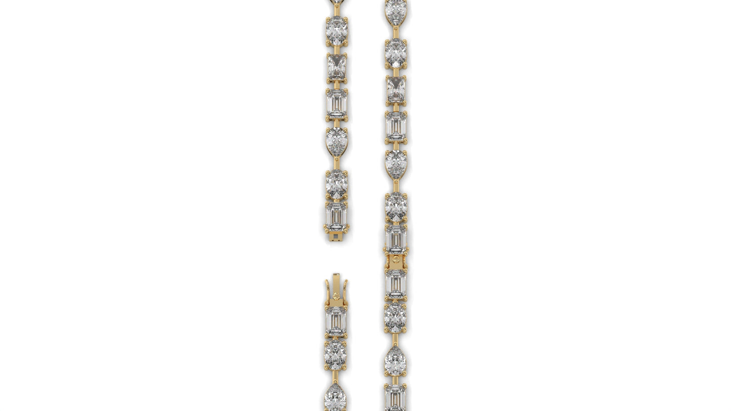 13.75 CTW Diamond Statement Bracelet in 14K Yellow Gold - Modern Luxury Design