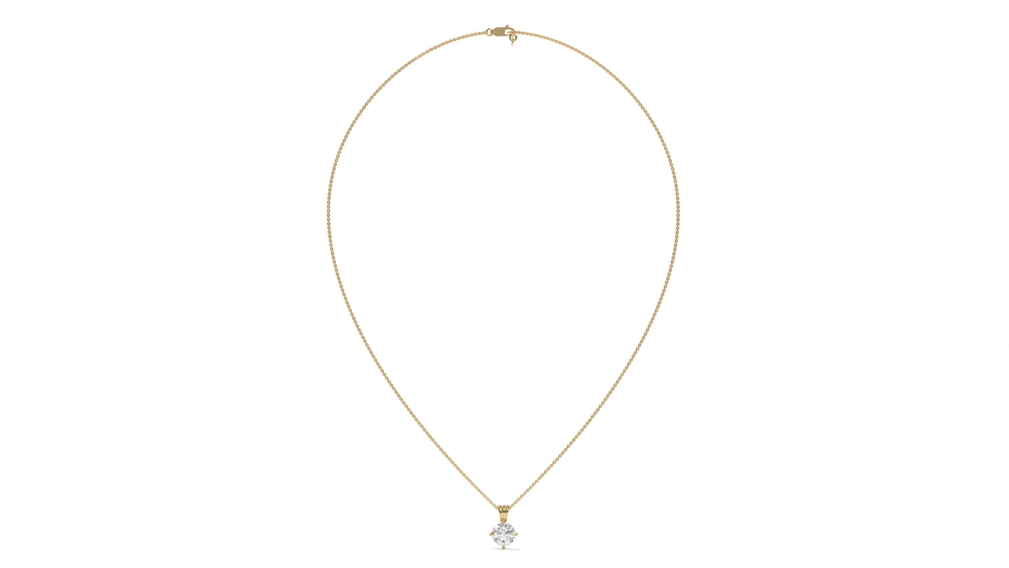 1.50 CTW Round Diamond Four-Prong Solitaire Pendant in 14K Yellow Gold – Secure Claw-Prong Setting