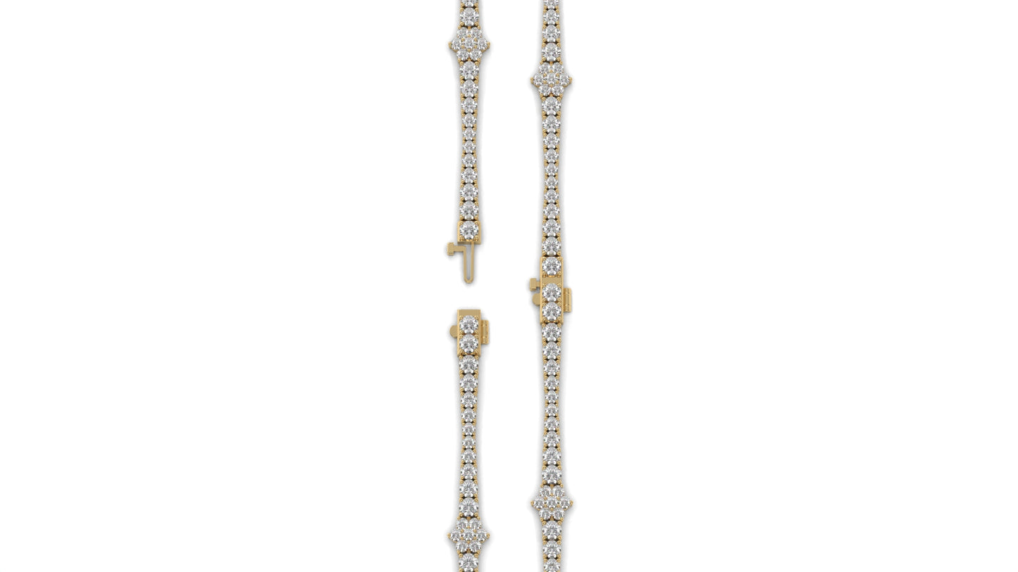 4.95 CTW Diamond Tennis Bracelet in 14K Yellow Gold – Classic Round Cut Design
