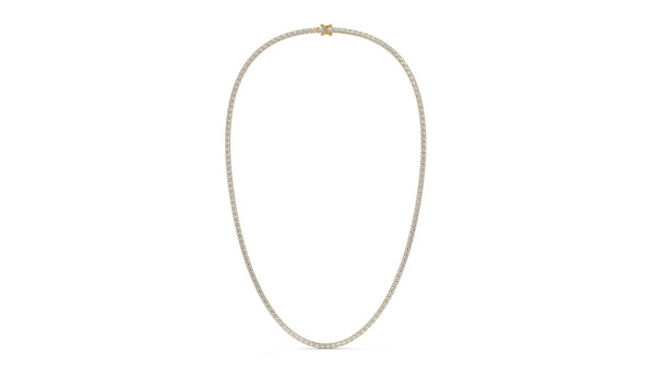 10 CTW Diamond Tennis Necklace in 14K Yellow Gold – Classic Round Cut Single Row In 17 Inch