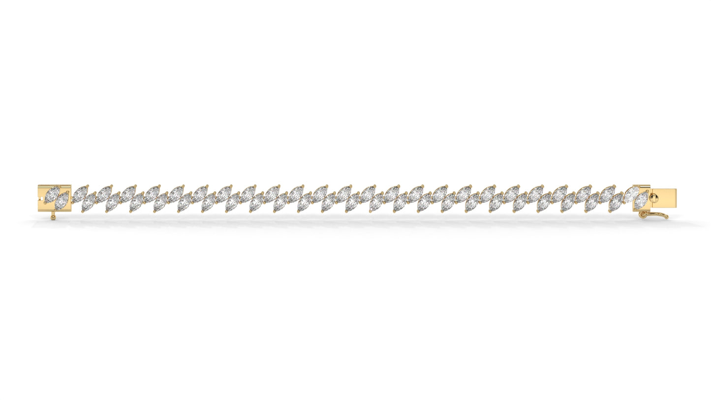 12.50 CTW Marquise Diamond Bracelet in 14K Yellow Gold – Double Row Design