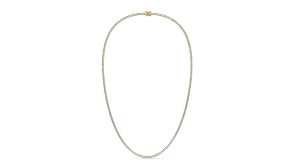 7.50 CTW Diamond Tennis Necklace in 14K Yellow Gold – Classic Round Cut Single Row In 17 Inch