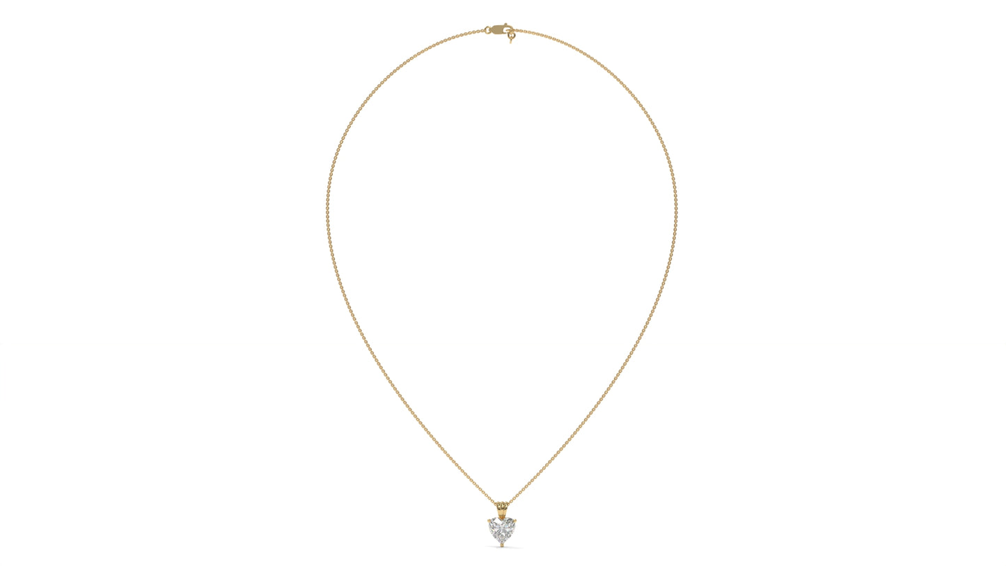 1.50 CTW Heart-Shaped Diamond Solitaire Pendant in 14K Yellow Gold – Secure Claw-Prong Setting