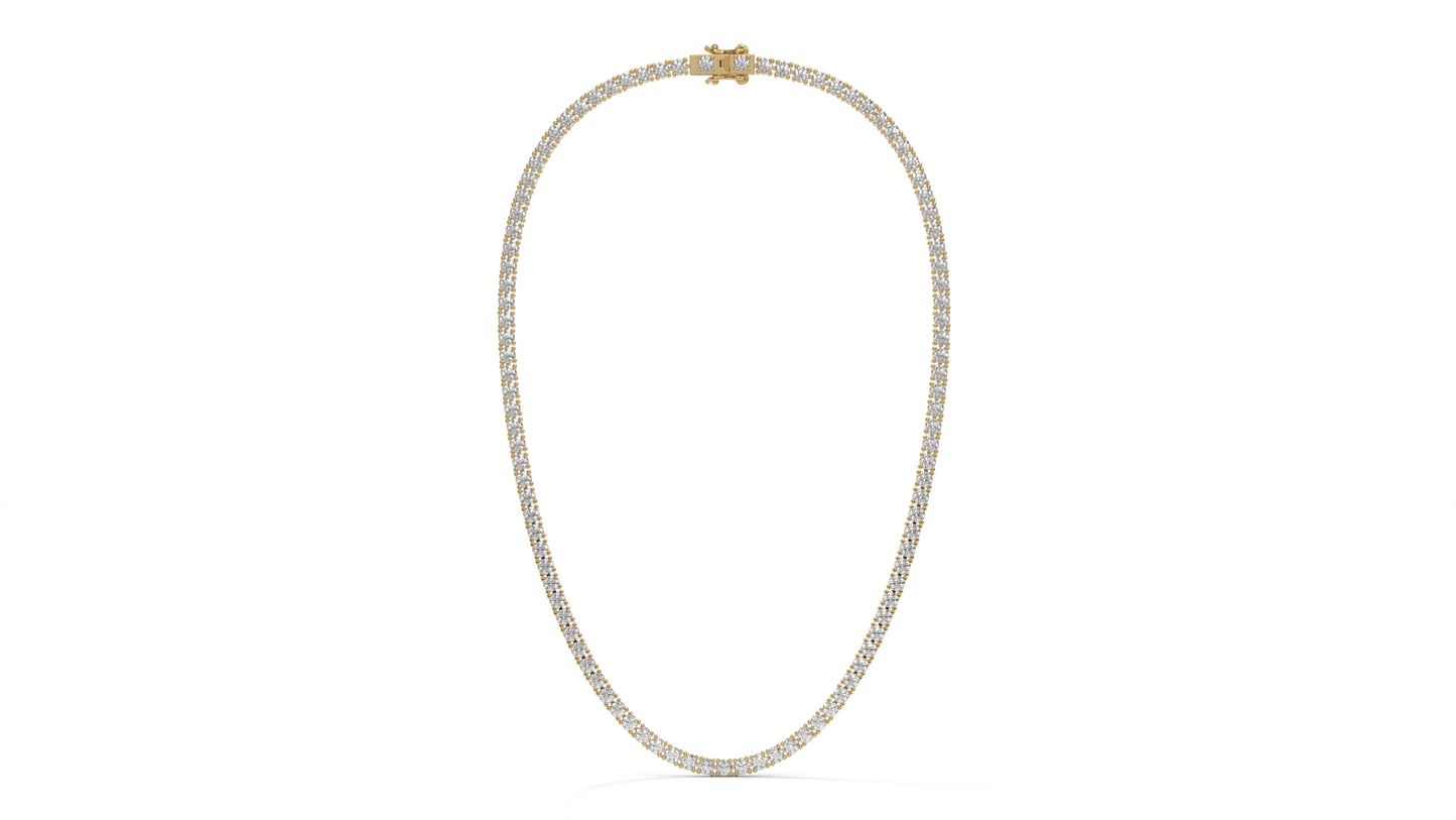 17.50 CTW Diamond Tennis Necklace in 14K Yellow Gold – Classic Round Cut Single Row In 17 Inch