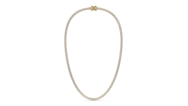 17.50 CTW Diamond Tennis Necklace in 14K Yellow Gold – Classic Round Cut Single Row In 17 Inch