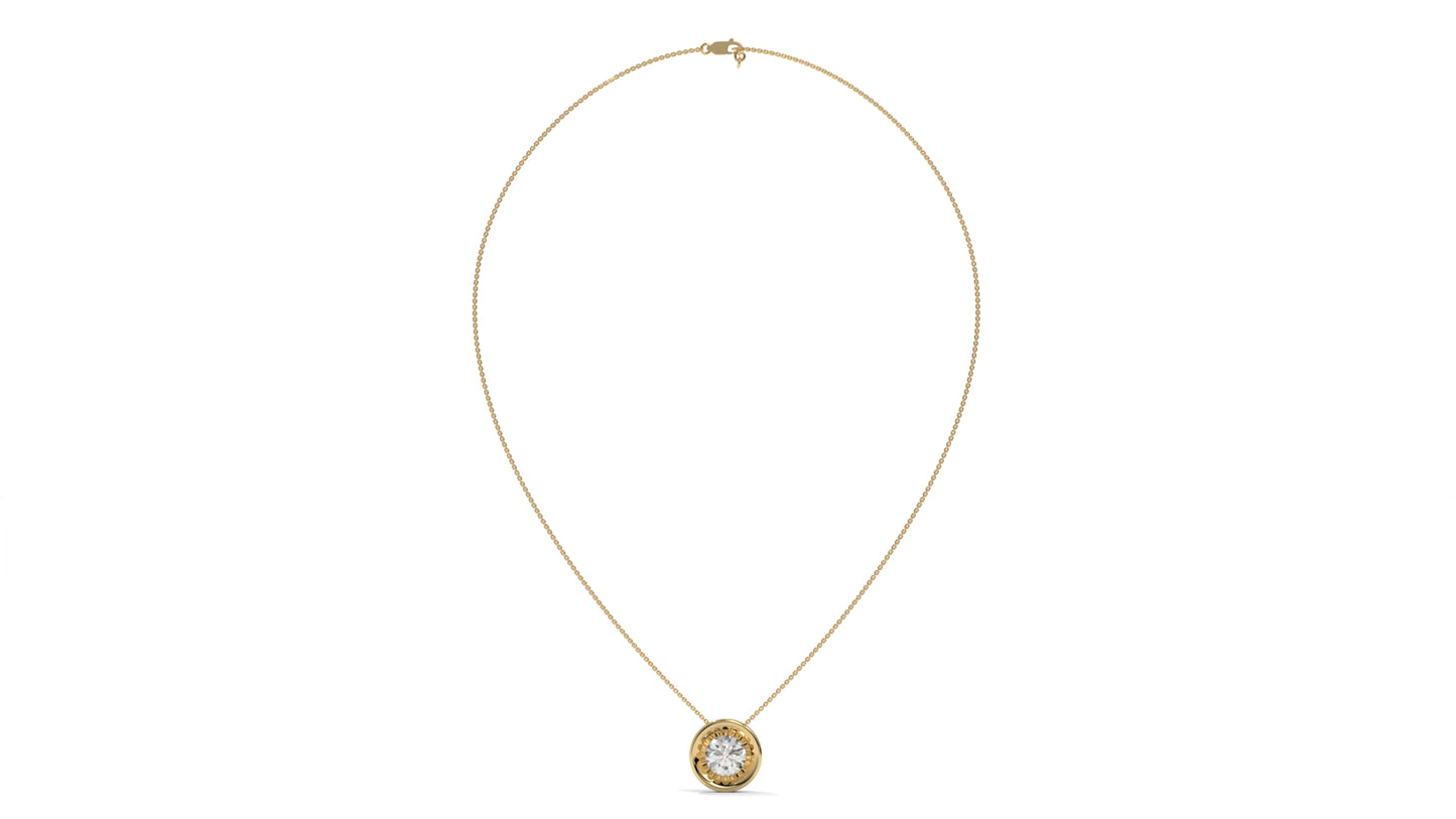2.00 CTW Round Diamond Bezel-Set Solitaire Pendant in 14K Yellow Gold