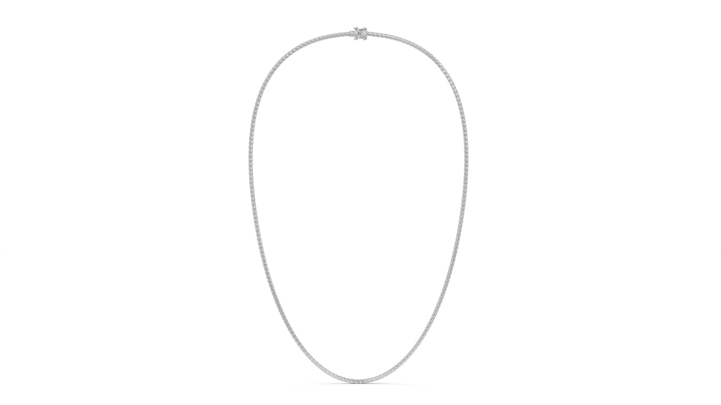 5 CTW Diamond Tennis Necklace in 14K White Gold – Classic Round Cut Single Row In 17 Inch