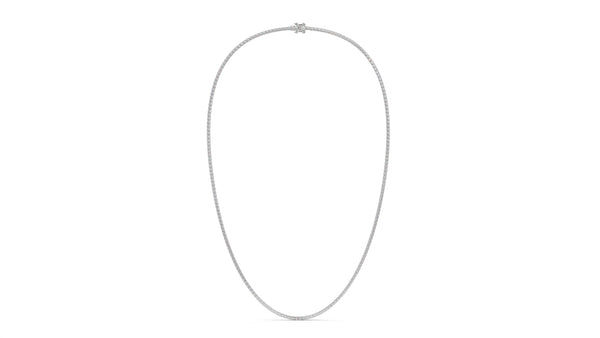 5 CTW Diamond Tennis Necklace in 14K White Gold – Classic Round Cut Single Row In 17 Inch