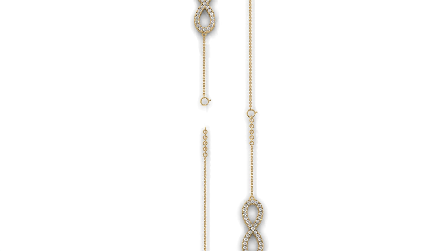 0.38 CTW Round Diamond Infinity Bracelet in 14K Yellow Gold
