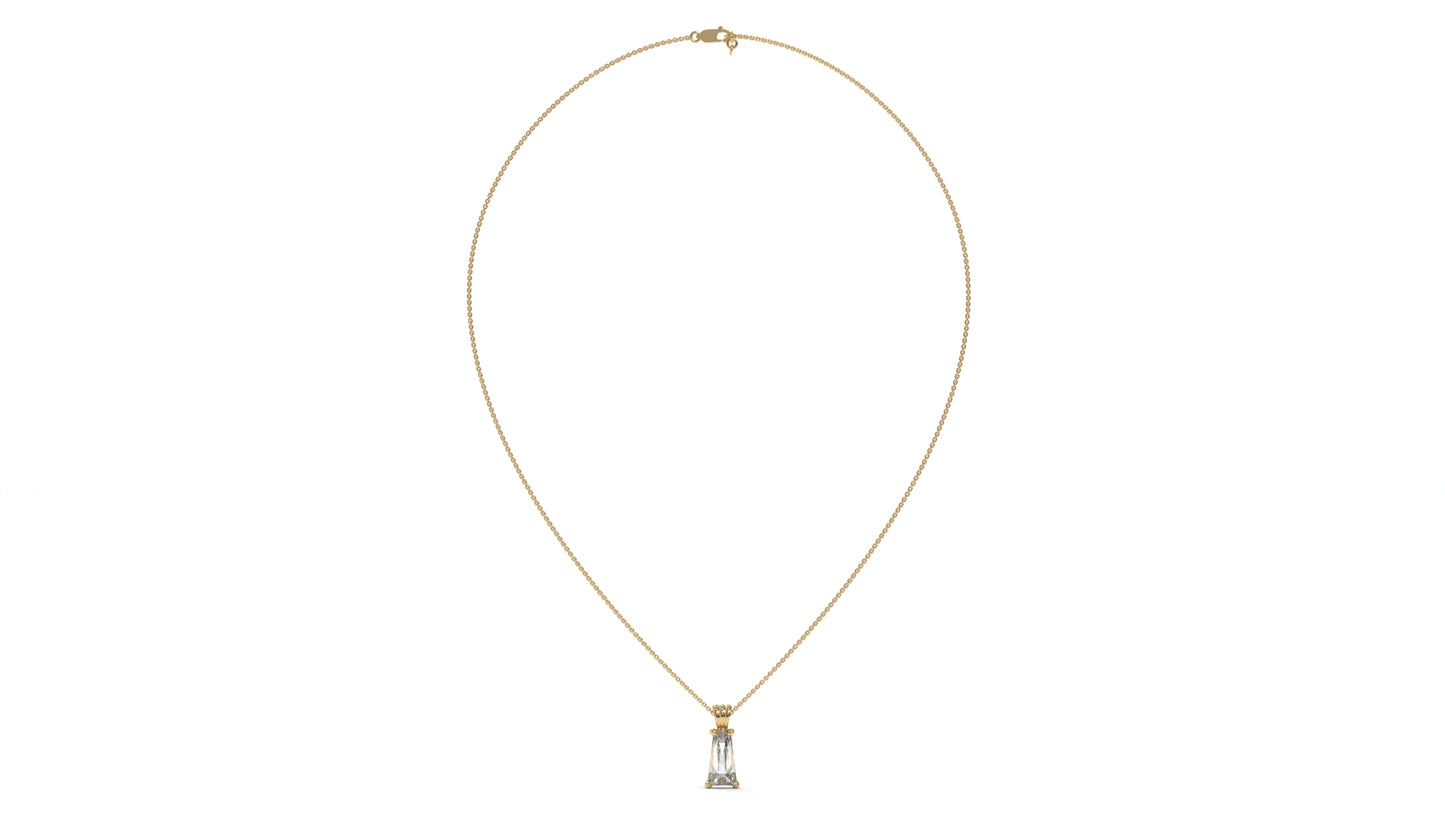 3.00 CTW Tapered Baguette Diamond Solitaire Pendant in 14K Yellow Gold – Secure Claw-Prong Setting