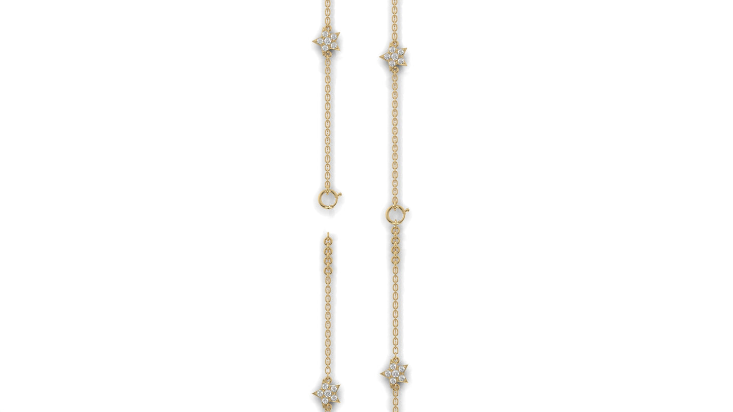 0.75 Ctw Diamond Star Bracelet in 14K Yellow Gold