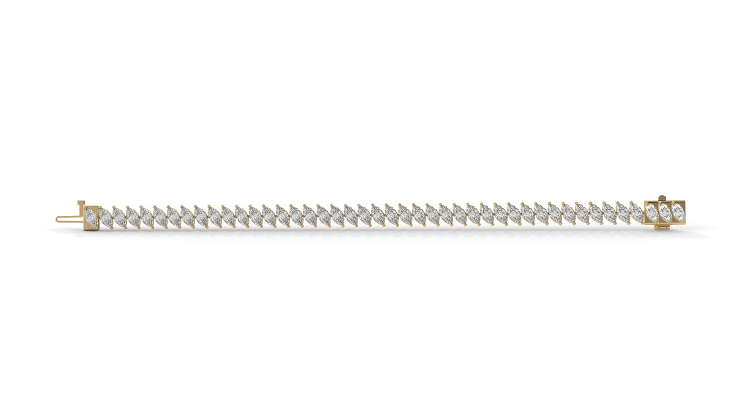 11.50 CTW Marquise Diamond Bracelet in 14K Yellow Gold