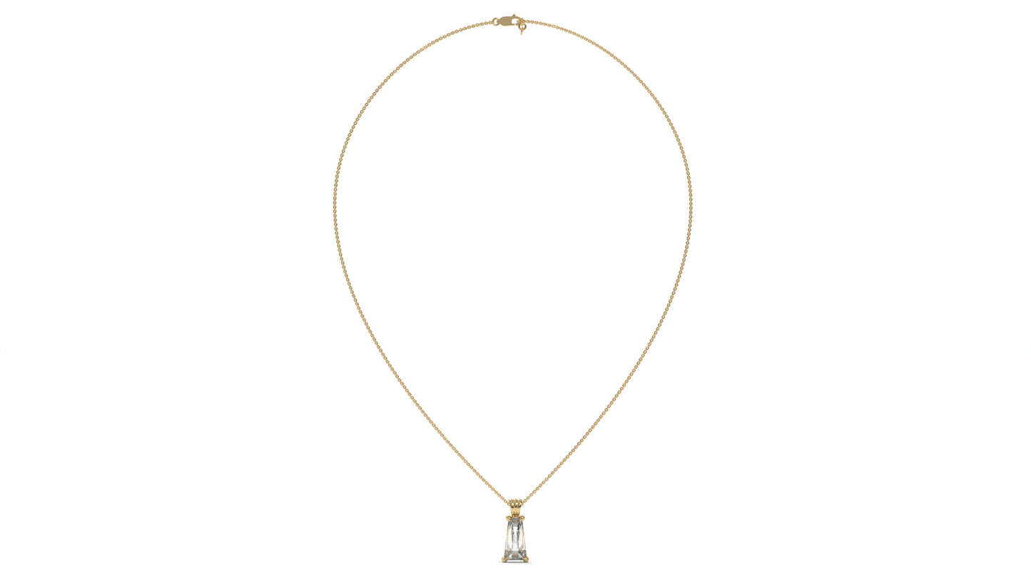 4.00 CTW Tapered Baguette Diamond Solitaire Pendant in 14K Yellow Gold – Secure Claw-Prong Setting