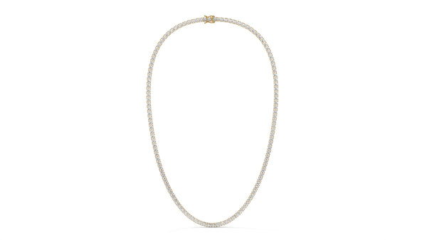 15 CTW Diamond Tennis Necklace in 14K Yellow Gold – Classic Round Cut Single Row In 17 Inch