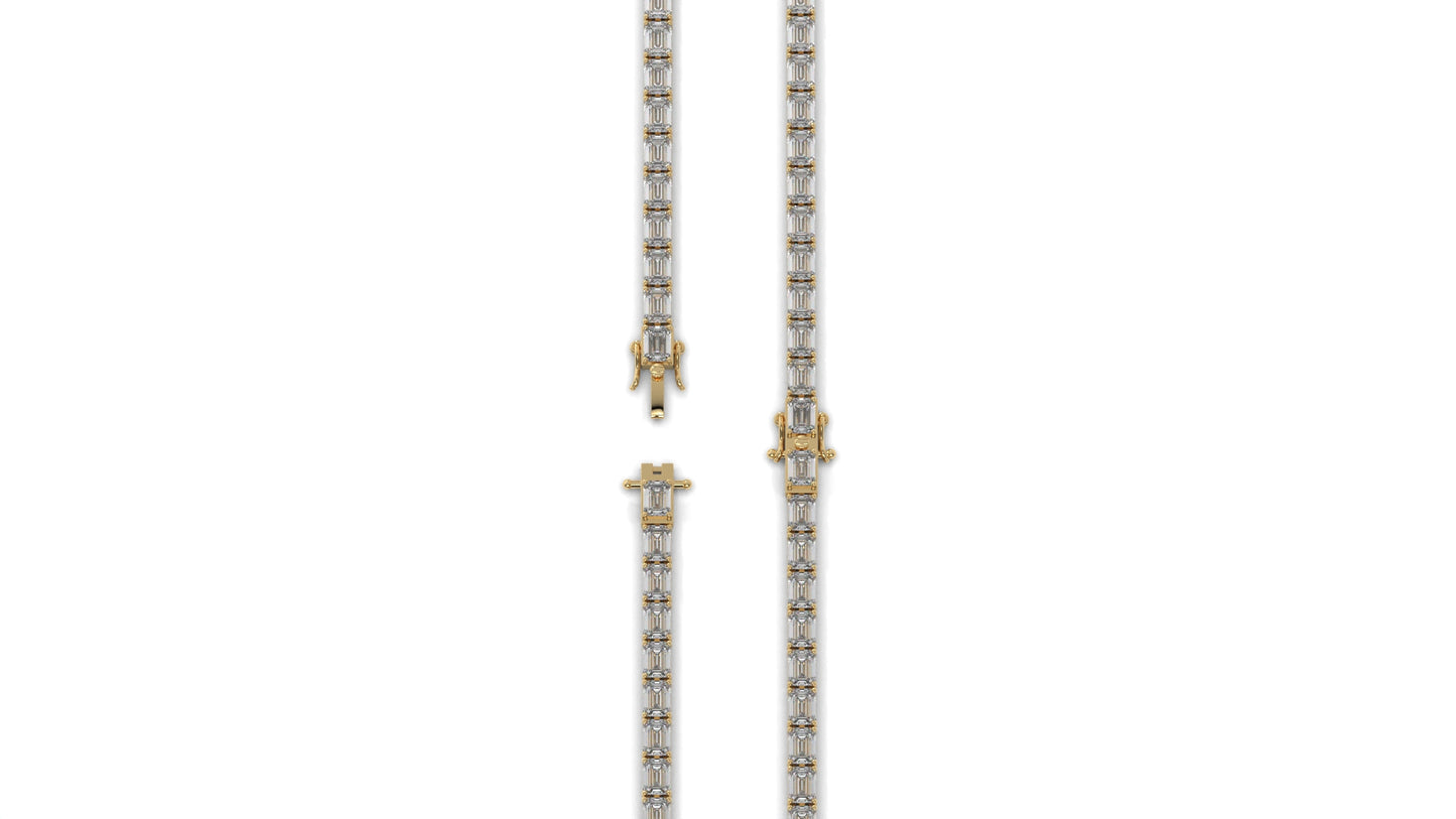 7.80 CTW Emerald Cut Diamond Classic Tennis Bracelet in 14K Yellow Gold