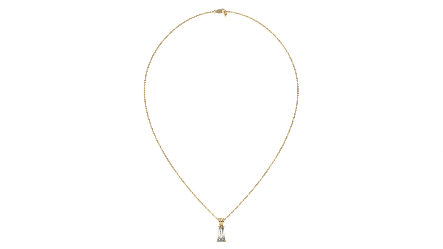 2.00 CTW Tapered Baguette Diamond Solitaire Pendant in 14K Yellow Gold – Secure Claw-Prong Setting