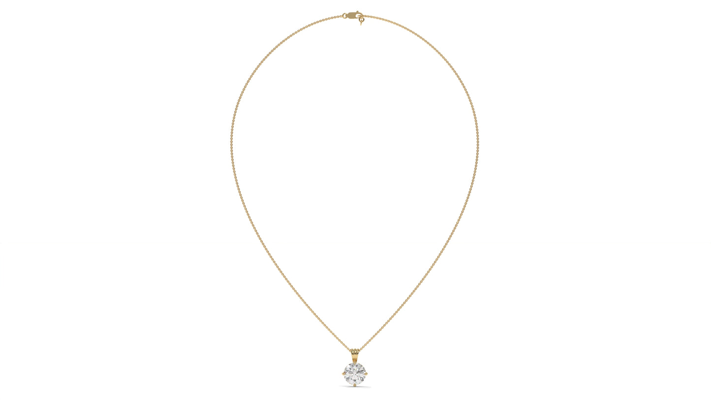 2.50 CTW Round Diamond Four-Prong Solitaire Pendant in 14K Yellow Gold – Secure Claw-Prong Setting