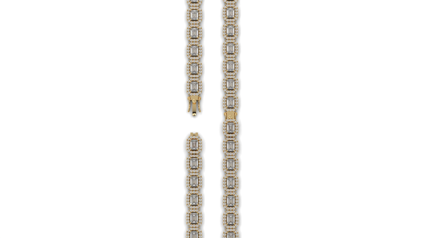 7.00 CTW Diamond Halo Bracelet in 14K Yellow Gold - Luxury Statement Design
