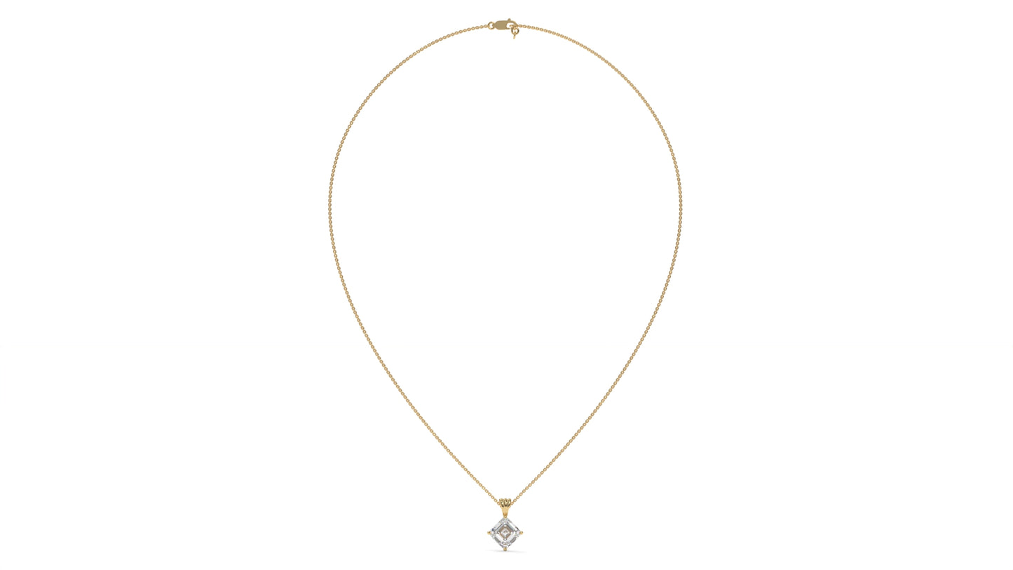 2.00 CTW Asscher-Cut Diamond Solitaire Pendant in 14K Yellow Gold – Secure Claw-Prong Setting