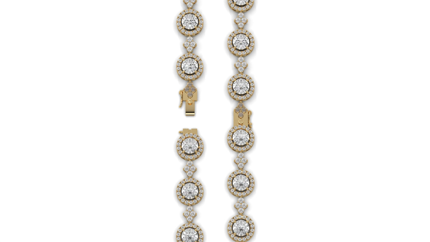 4.18 CTW Diamond Halo Link Bracelet in 14K Yellow Gold
