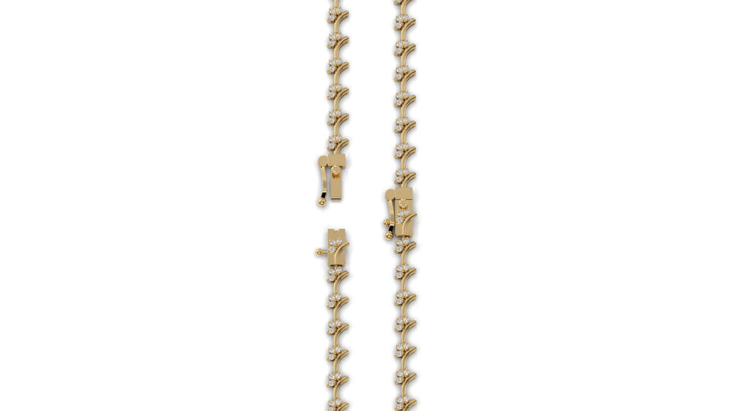 0.72 CTW Round Diamond Bracelet in 14K Yellow Gold – Floral Cluster Design