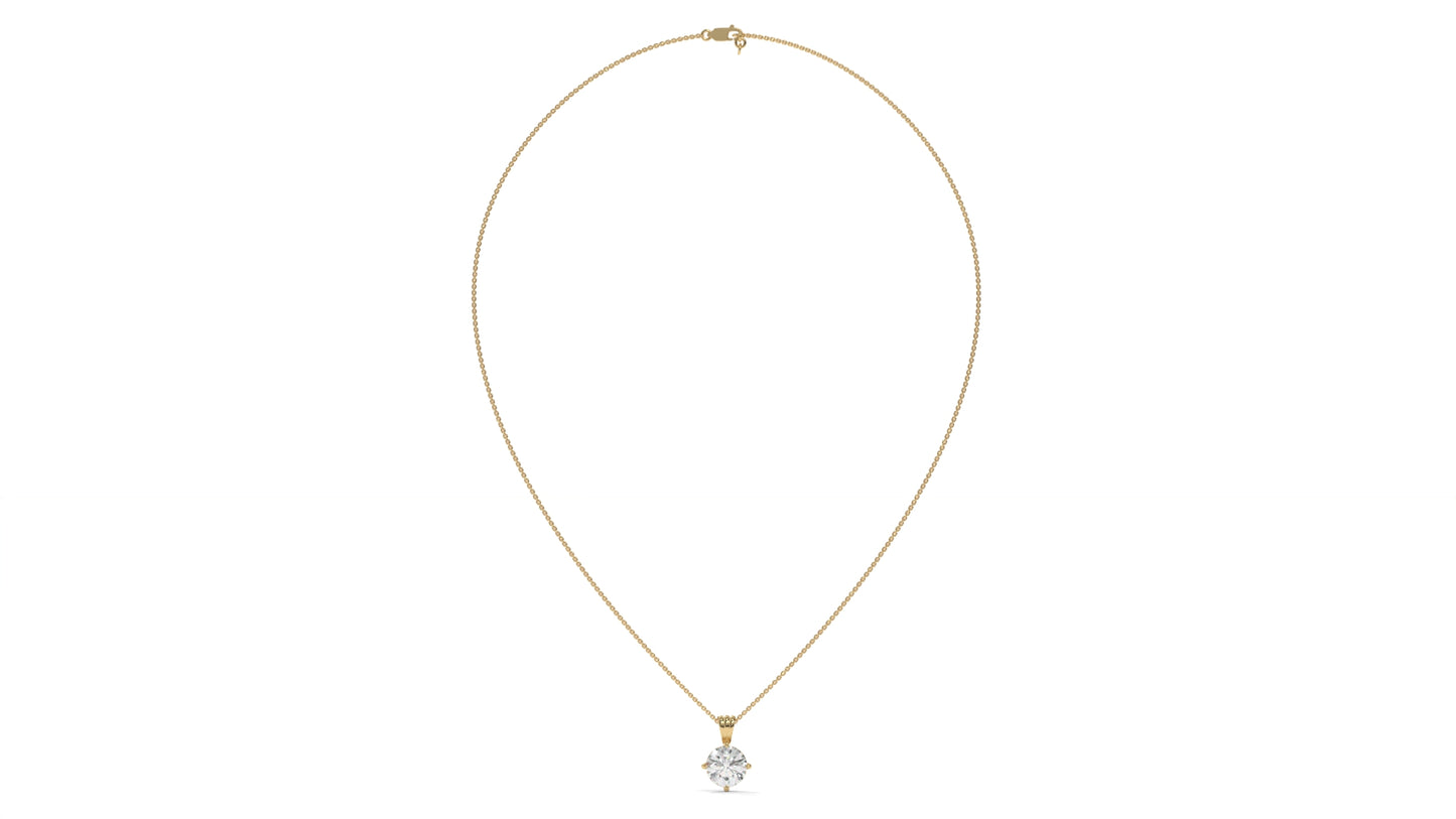2.00 CTW Round Diamond Four-Prong Solitaire Pendant in 14K Yellow Gold – Secure Claw-Prong Setting