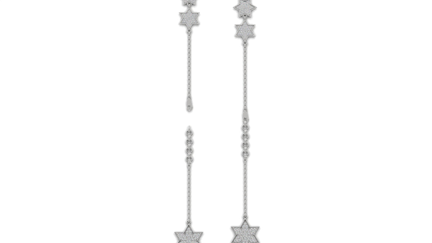 0.45 CTW Diamond Star Bracelet in 14K White Gold – Triple Star Pavé Design